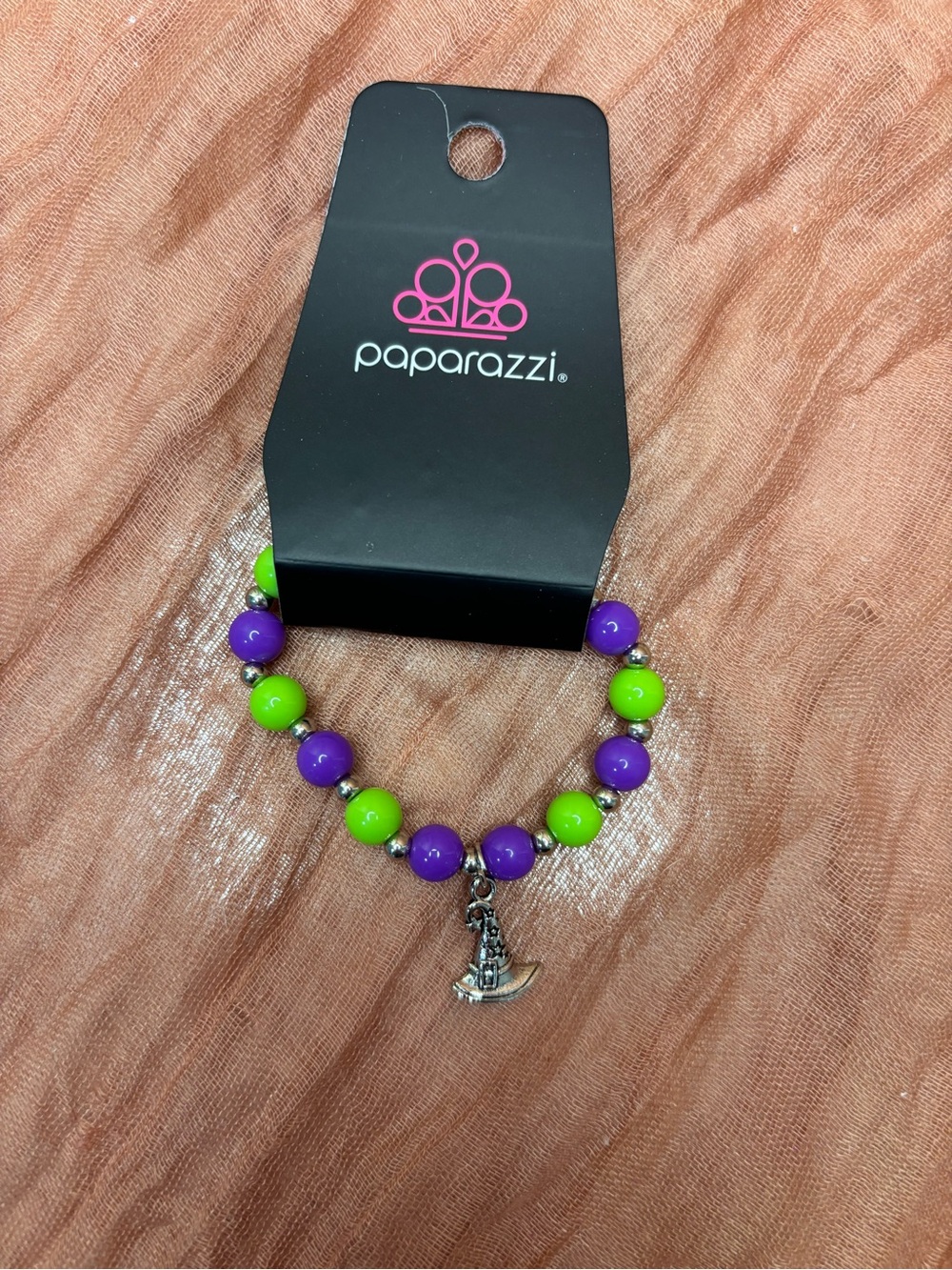 paparazzi Purple & Lime Beaded Charm Bracelet for Kids